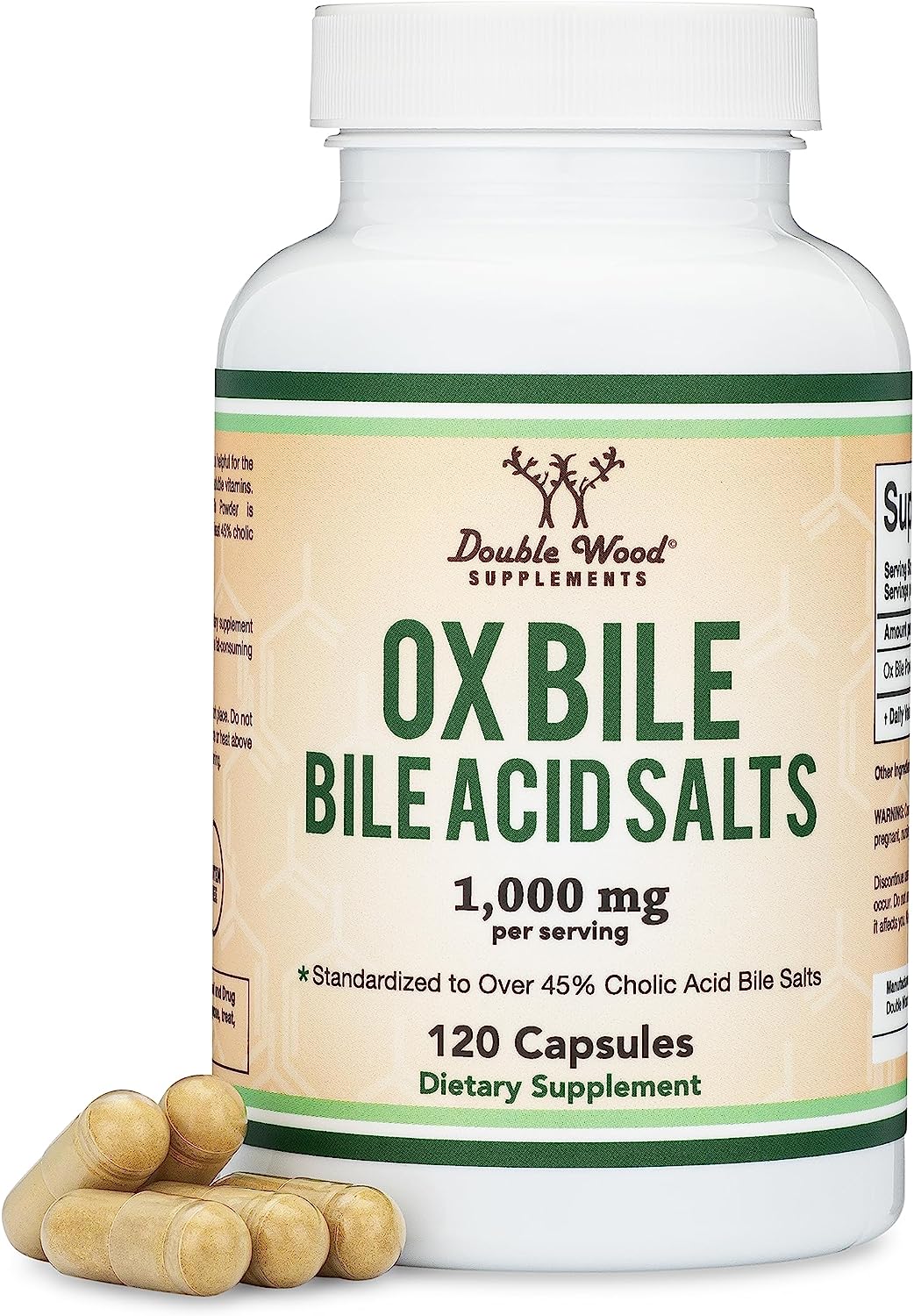 SALES BILIARES DOUBLE WOODS 1000 MG 120 CAPSULAS BILE SALTS