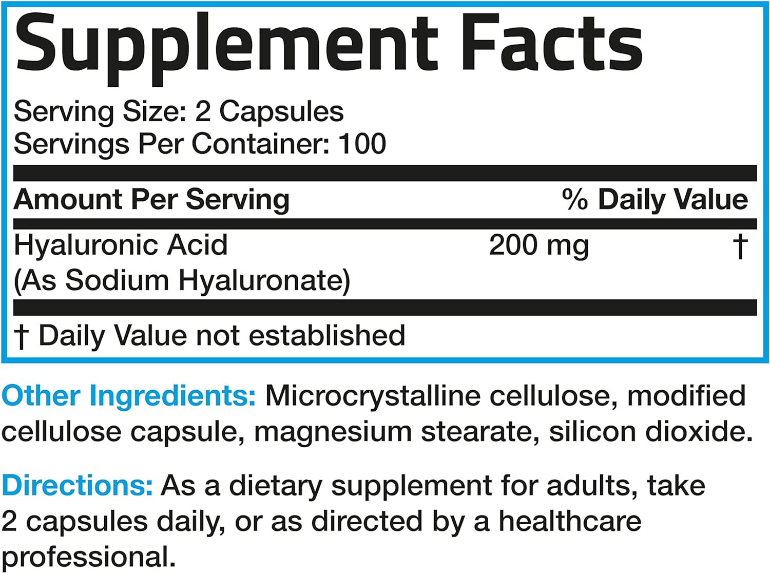 ACIDO HIALURONICO 200 MG 200 CAPSULAS SIN GMO VEGANO BRONSON