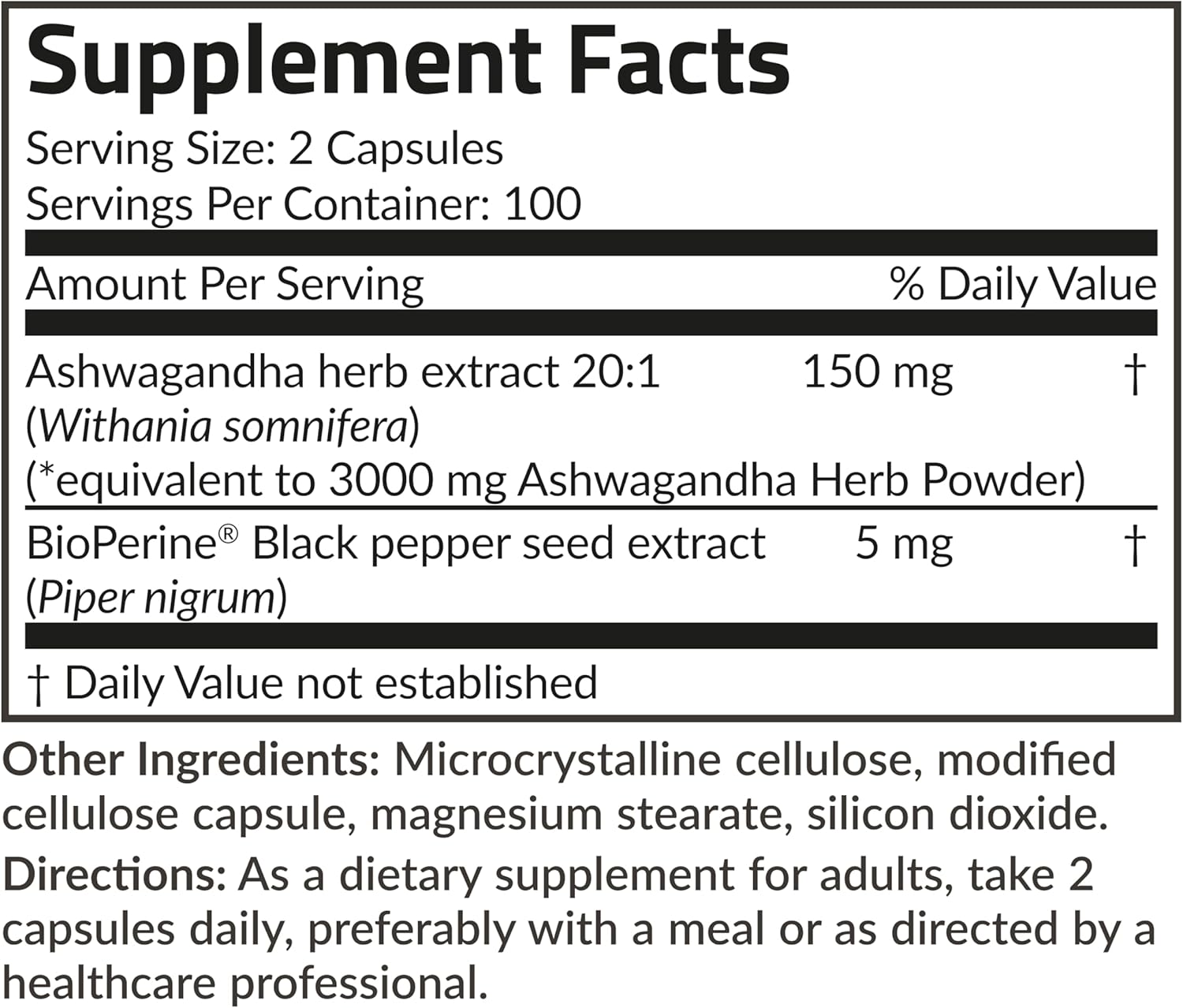 ASHWAGANDHA 3,000 MG + EXTRACTO DE PIMIENTA NEGRA 5 MG 200 CAPSULAS VEGANO FUTUREBIOTICS