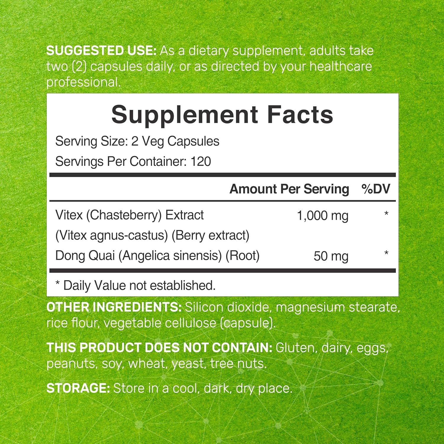 VITEX PLUS CHASTEBERRY CON DONG QUAI 1000 MG 240 CAPSULAS SIN GMO DEAL