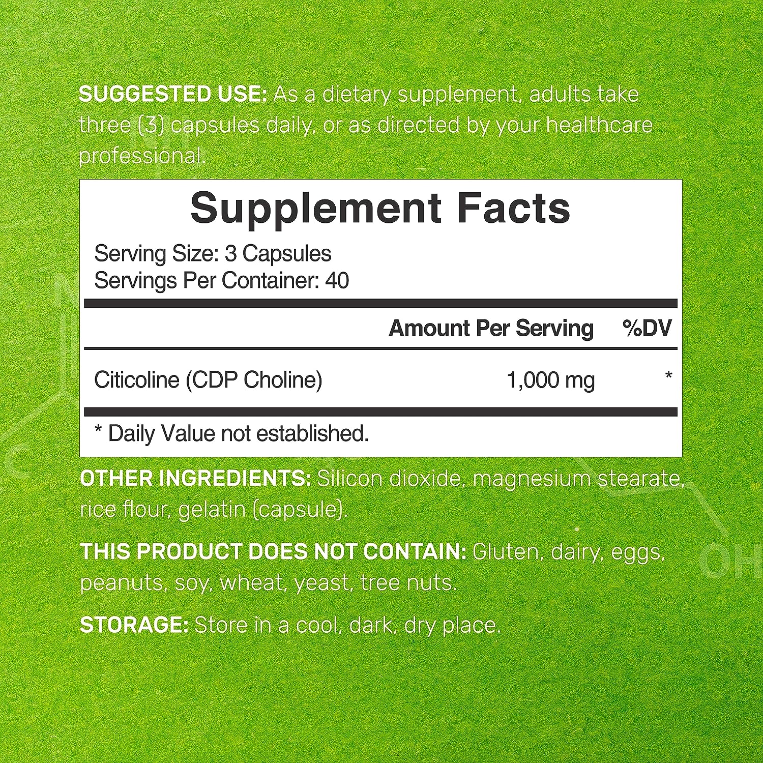 CITICOLINA CDP COLINA DEAL SUPPLEMENTS 1000 MG 120 CASPULAS SIN GMO