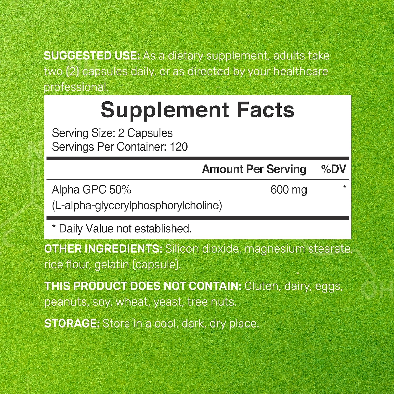 ALPHA GPC DEAL 600 MG 240 CAPSULAS SIN GMO