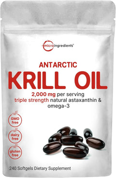 ANTARTIC KRILL OIL 2,000 MG MICROINGREDIENTS 240 CÁPSULAS BLANDAS NO GMO