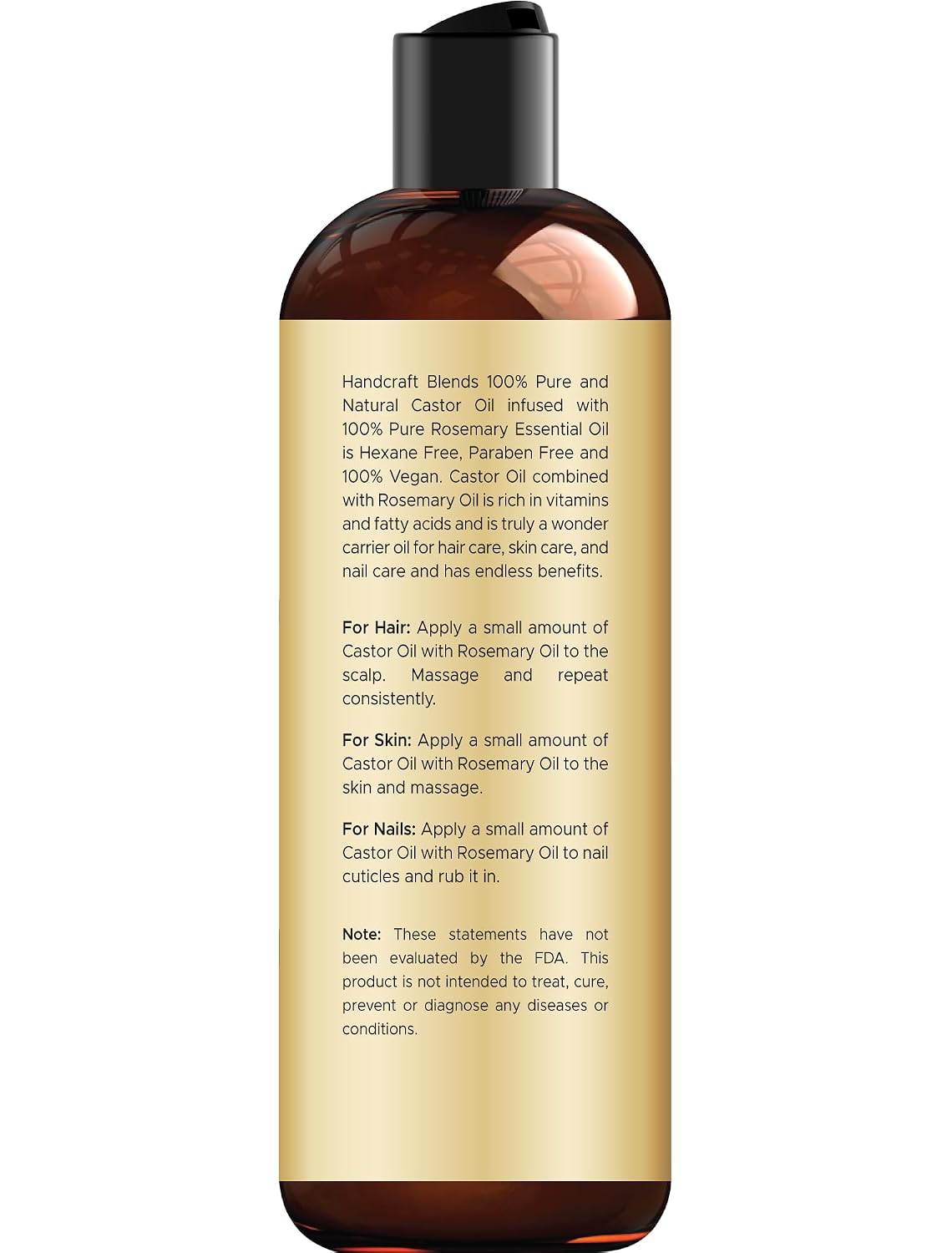ACEITE DE RICINO CON ACEITE DE ROMERO 236 ML CASTOR OIL ROSEMARY OIL PURO HANDCRAFT