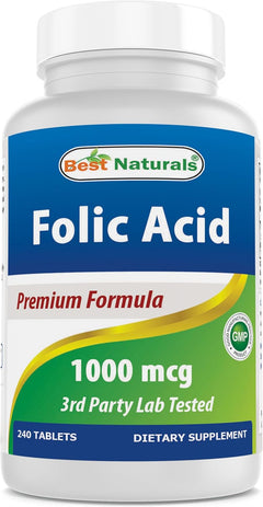 ACIDO FOLICO 1,000 MCG BEST NATURALS 240 TABLETAS SIN GMO