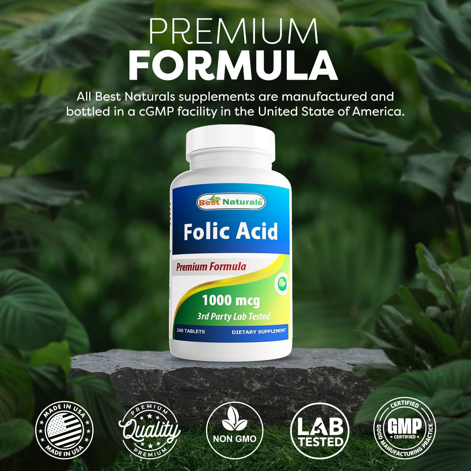 ACIDO FOLICO 1,000 MCG BEST NATURALS 240 TABLETAS SIN GMO