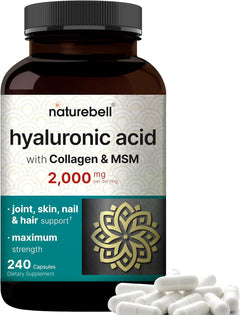 ÁCIDO HIALURONICO  2000 MG HYALURONIC ACID CON MULTICOLÁGENO Y MSM 240 CAPSULAS SIN GMO NATUREBELL