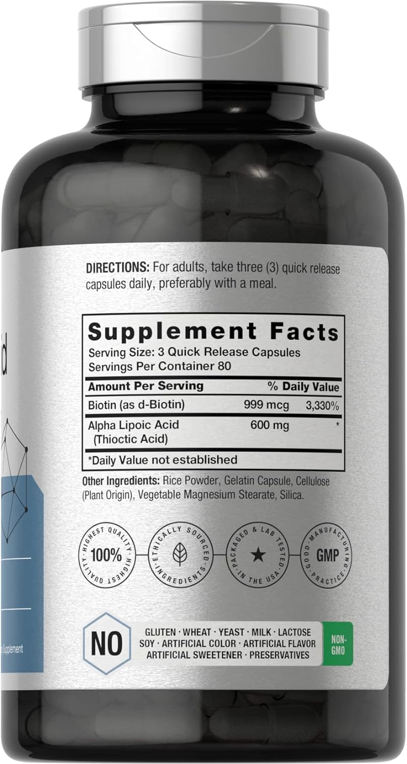 ÁCIDO ALFA LIPOICO + BIOTINA HORBAACH 600 MG 240 CAPSULAS NO GMO