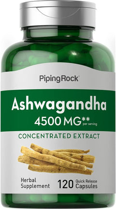 ASHWAGANDHA 4500 MG 120 CAPSULAS NO GMO PIPINGROCK