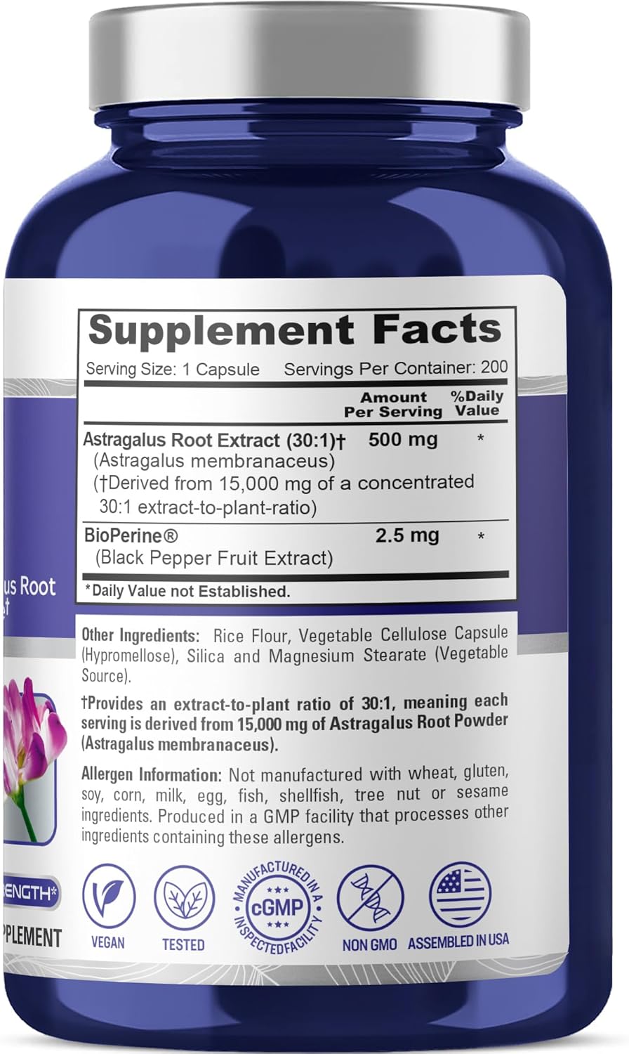 ASTRÁGALO 15000 MG CON BIOPERINA 2.5 MG NUSAPURE 200 CAPSULAS VEGANO