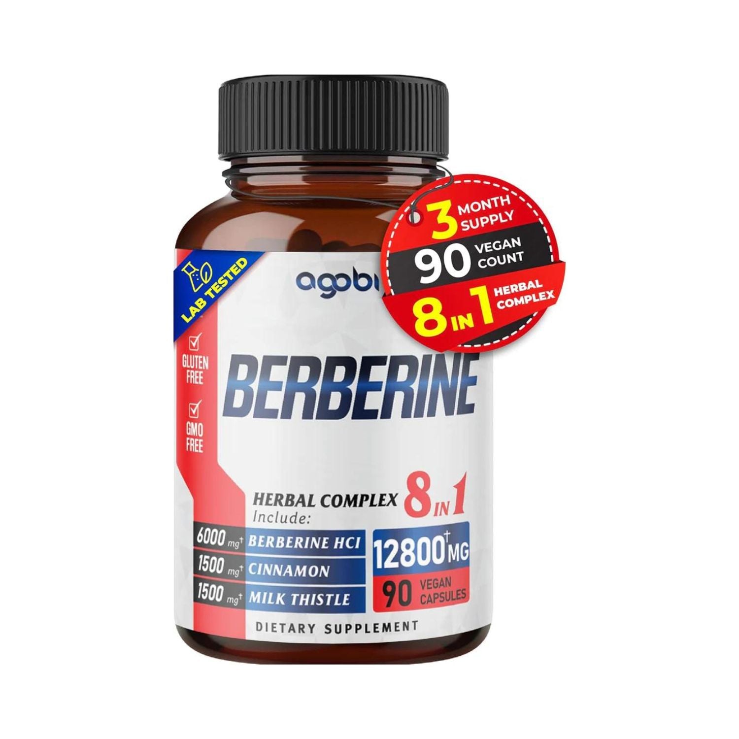 BERBERINA COMPEX 8 EN 1 MILK THISTLE 1500 MG Y CANELA DE CEILAN 1500 MG 90 CAPSULAS SIN GMO AGOBI