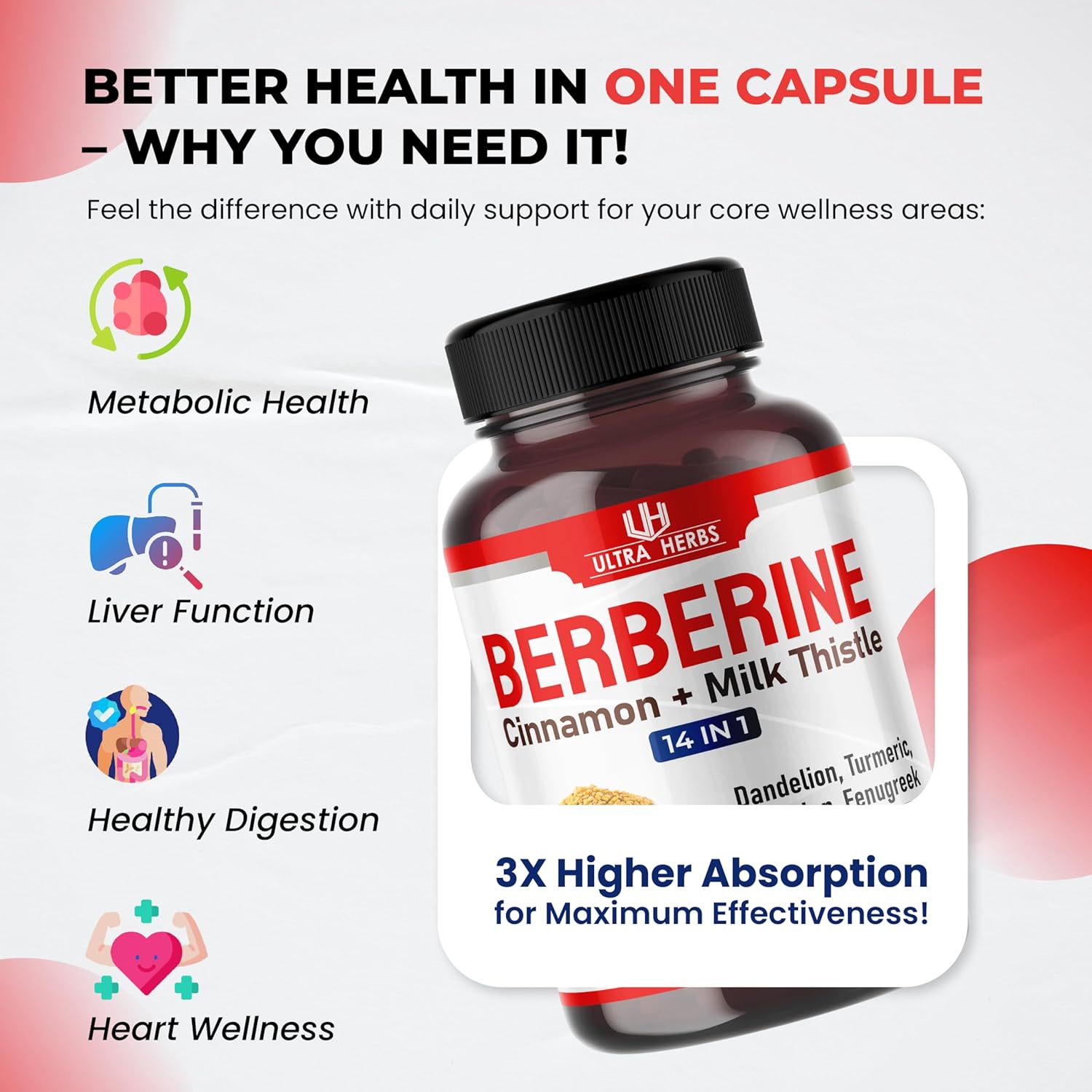 BERBERINA COMPLEX 14 EN 1 510 MG ULTRA HERBS 150 CAPSULAS NO GMO