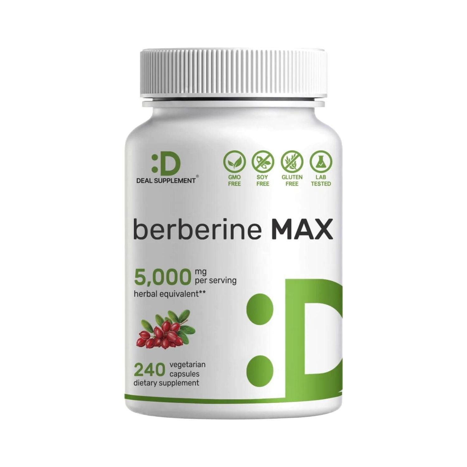 BERBERINE BERBERINA MAX 5000 MG 240 CAPSULAS SIN GMO  DEAL