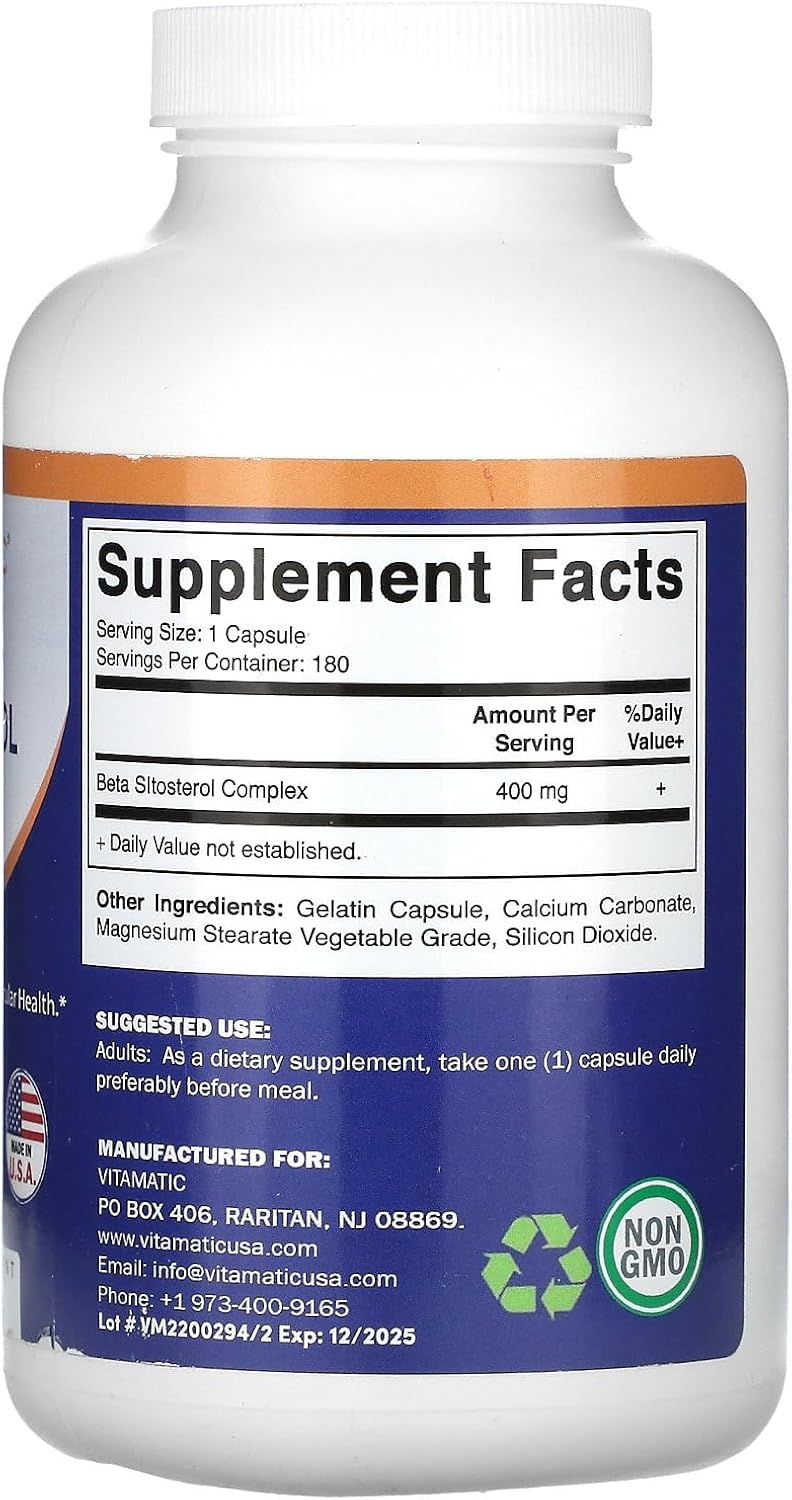 BETA SITOSTEROL 400 MG 180 CÁPSULAS NO GMO VITAMATIC