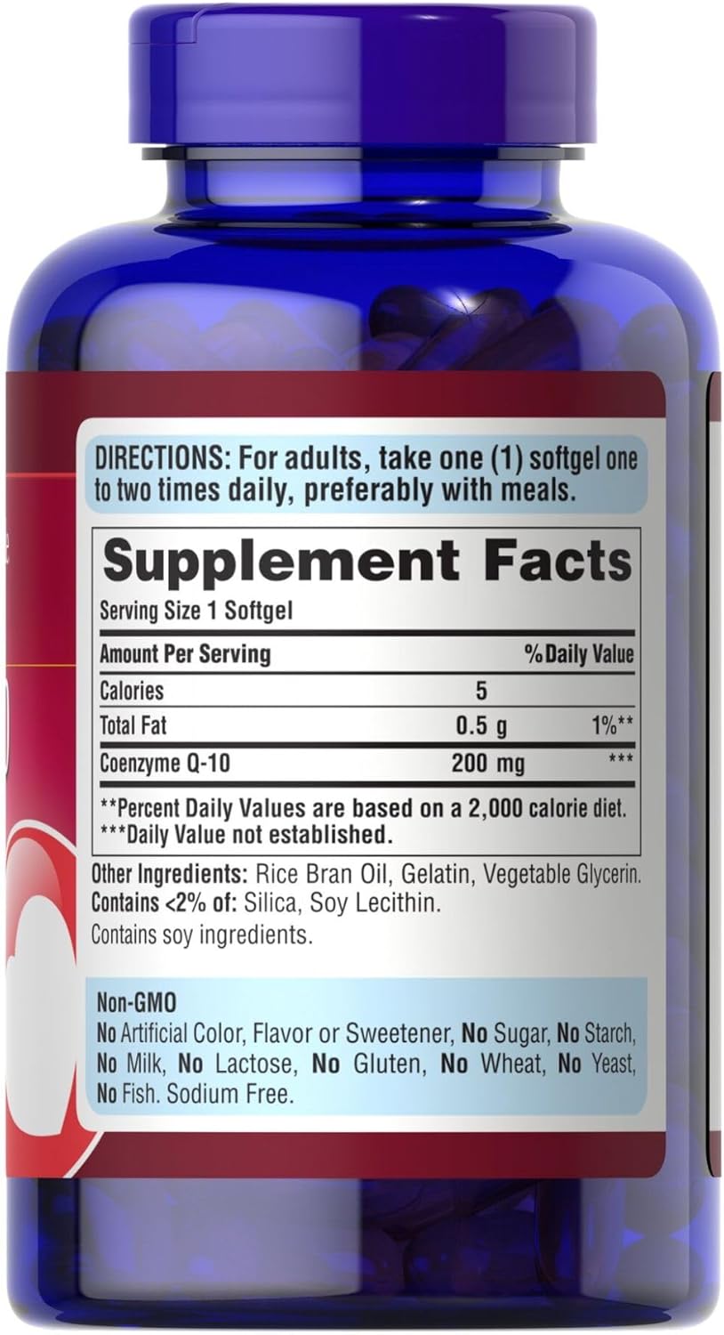 COENZIMA Q10 200 MG UBIQUINOL COQ10 240 CAPSULAS BLANDAS SIN GMO PURITANS PRIDE