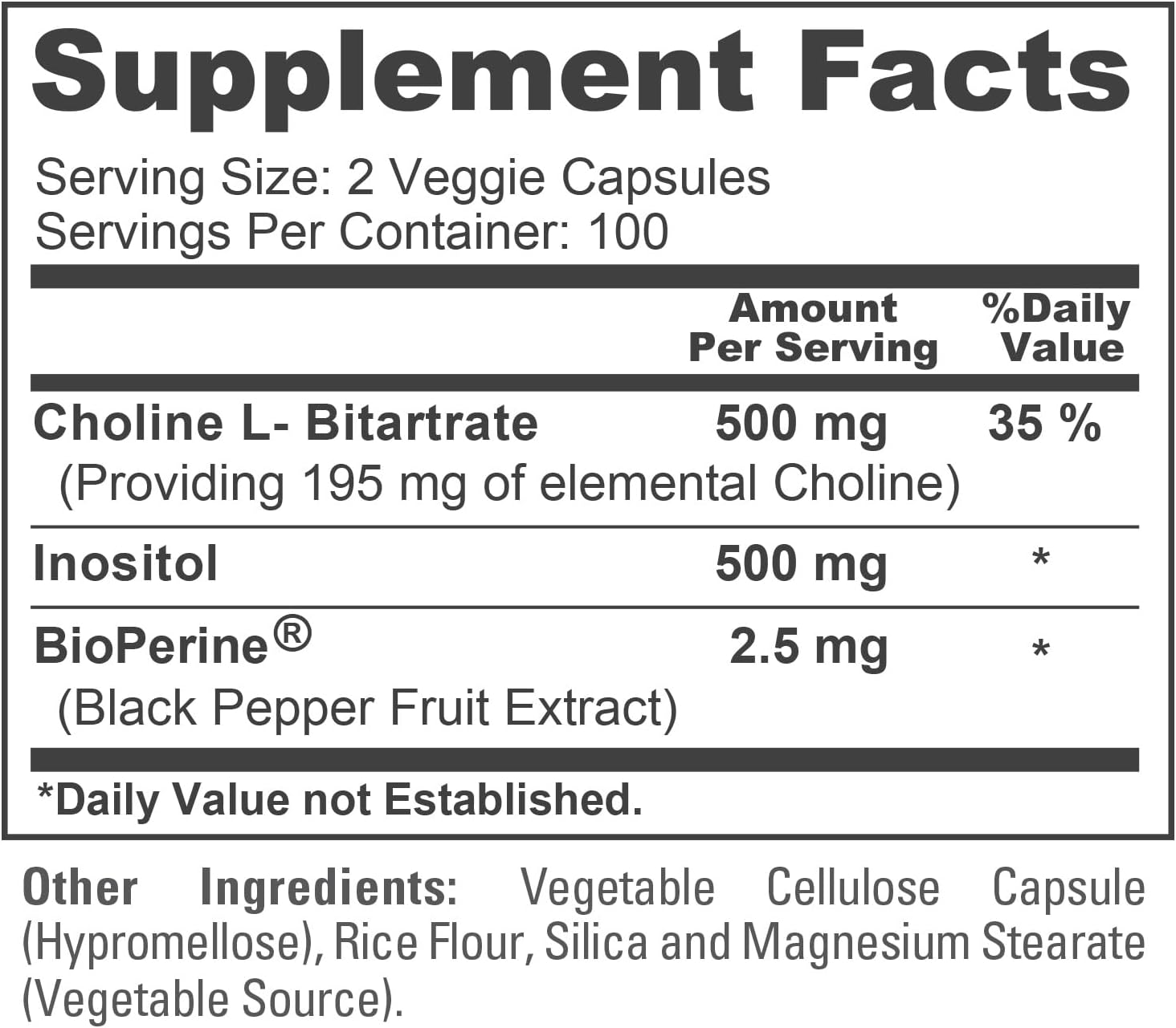 COLINA & INOSITOL NUSAPURE 1,000MG 200 CAPSULAS VEGETALES