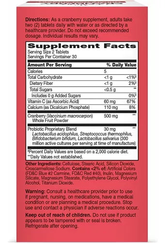 ARÁNDANO + PROBIOTICO 500 MG (VITAMINA C 60 MG + CALCIO 110 MG)60 TABLETAS SIN GMO 21 ST CENTURY