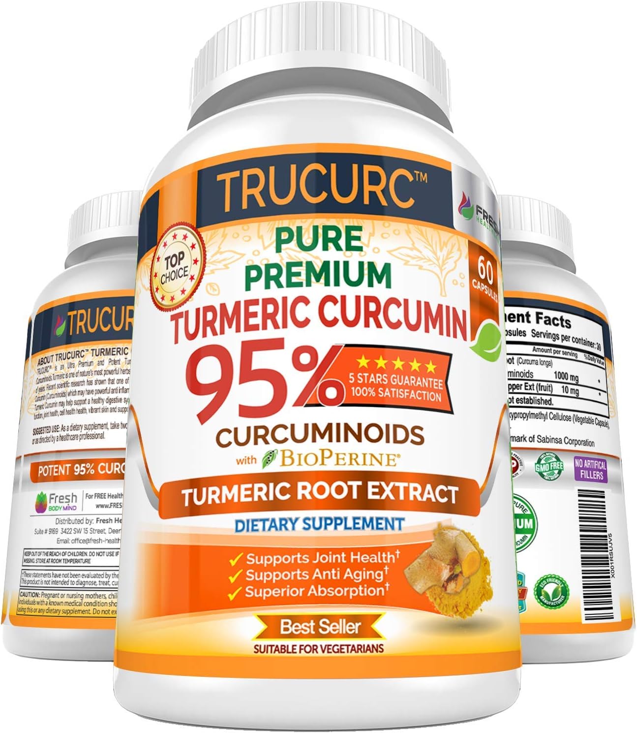 CURCUMA PURA CON BIOPERINA 1000 MG 60 CASPULAS VEGANO HEALTHCARE PURE TURMERIC WITH BIOPERINE