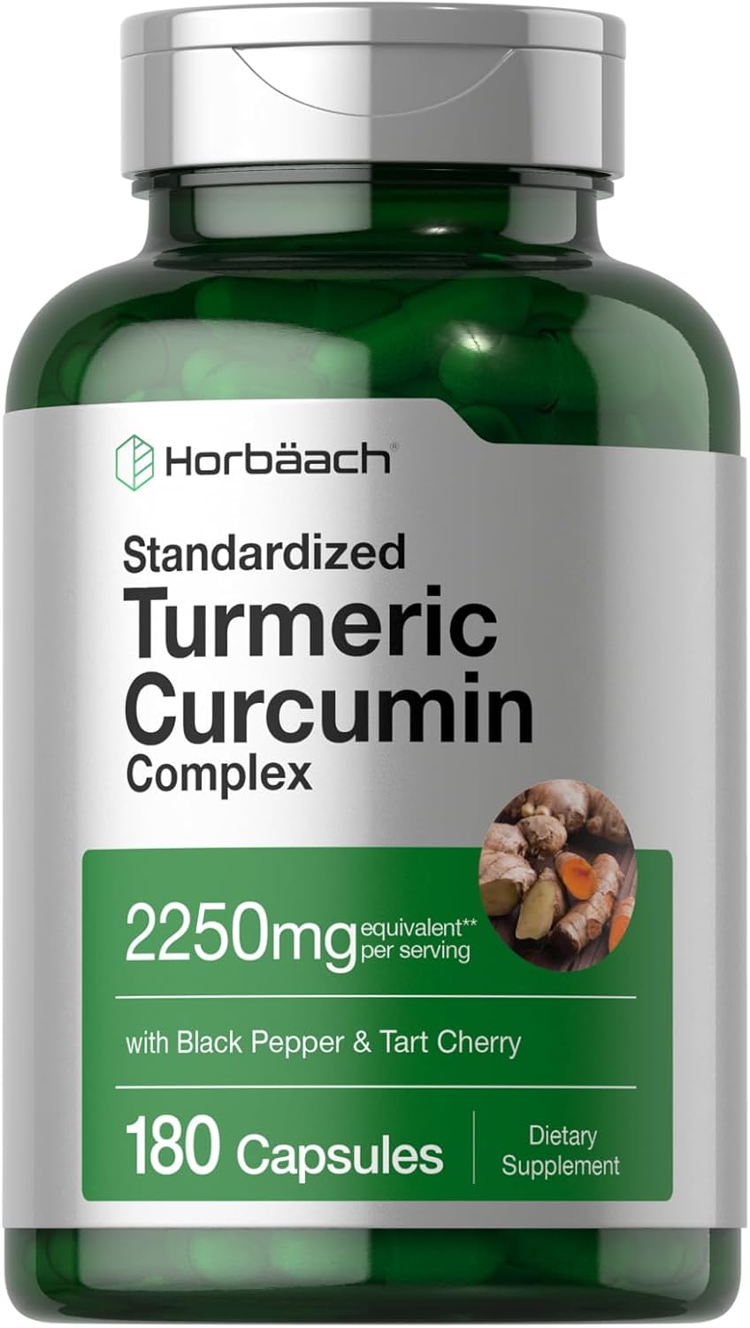 CURCUMA Y JENGIBRE EXTRACTO COMPLEX 2,250 MG HORBAACH 180 CAPSULAS NO GMO