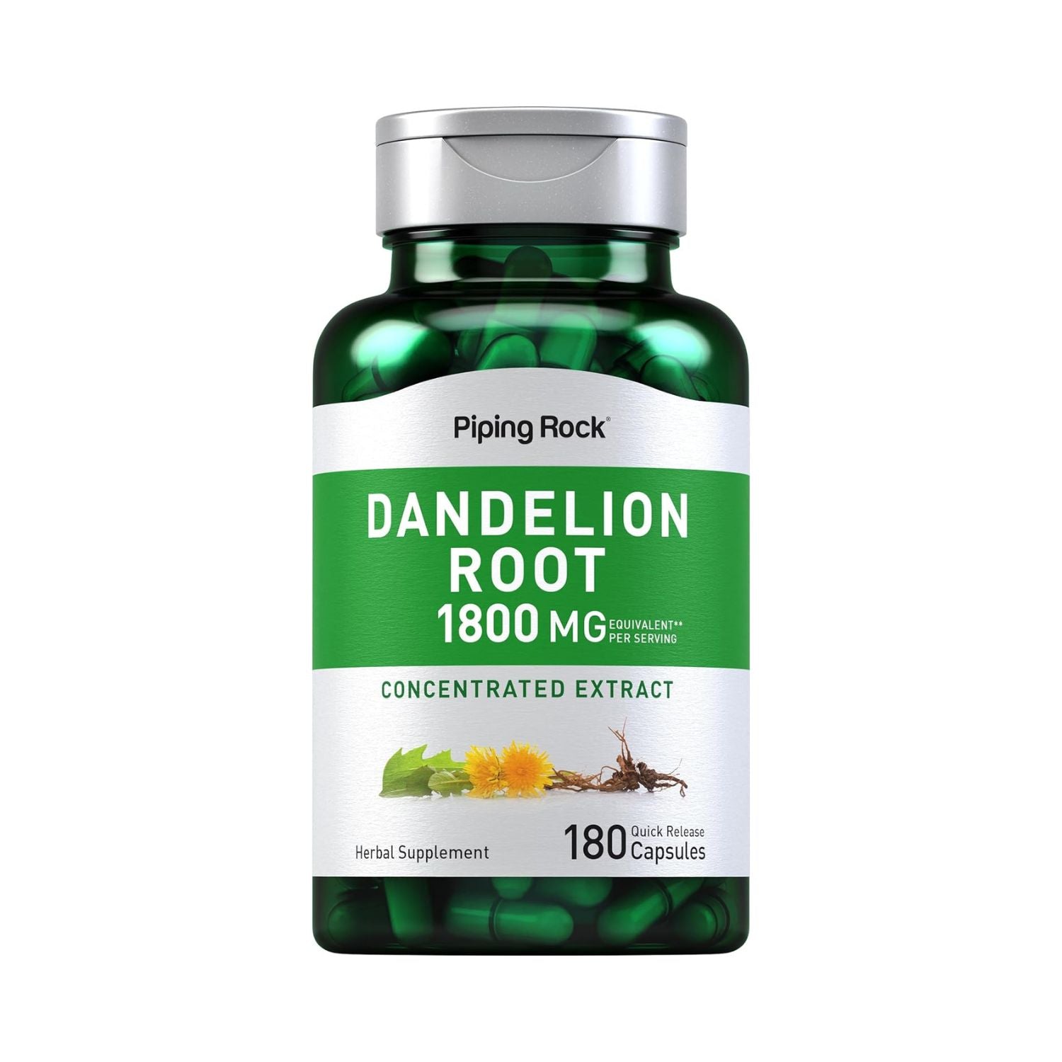 RAIZ DE DIENTE DE LEON 1,800 MG 180 CAPSULAS SIN GMO PIPINGROCK DANDELION ROOT