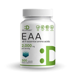 EAA + 9 AMINO ACIDOS ESENCIALES 2,000 MG CON LEUCINA 600 MG DEAL 300 CAPSULAS SIN GMO