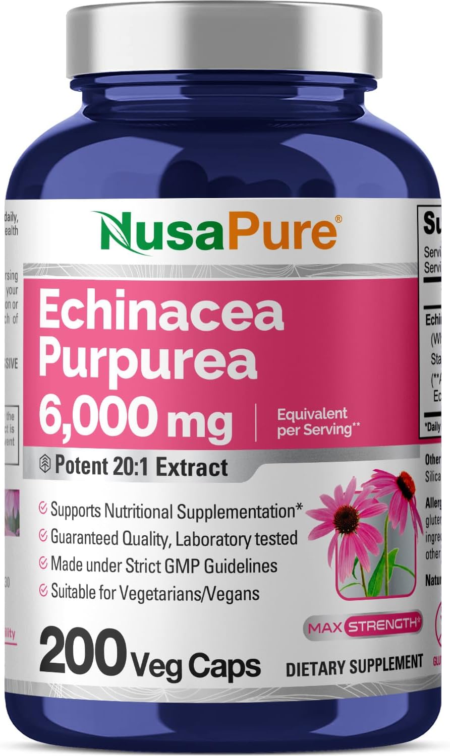 ECHINACEA PURPUREA 6000 MG 200 CAPSULAS VEGETALES NUSAPURE