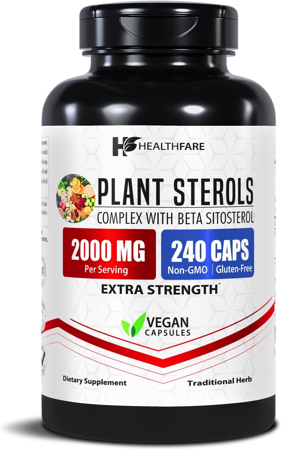 ESTEROLES VEGETALES CON BETA SISTOTEROL 2000 MG HEALTHFARE 240 CAPSULAS VEGANO NO GMO PLANT STEROLS