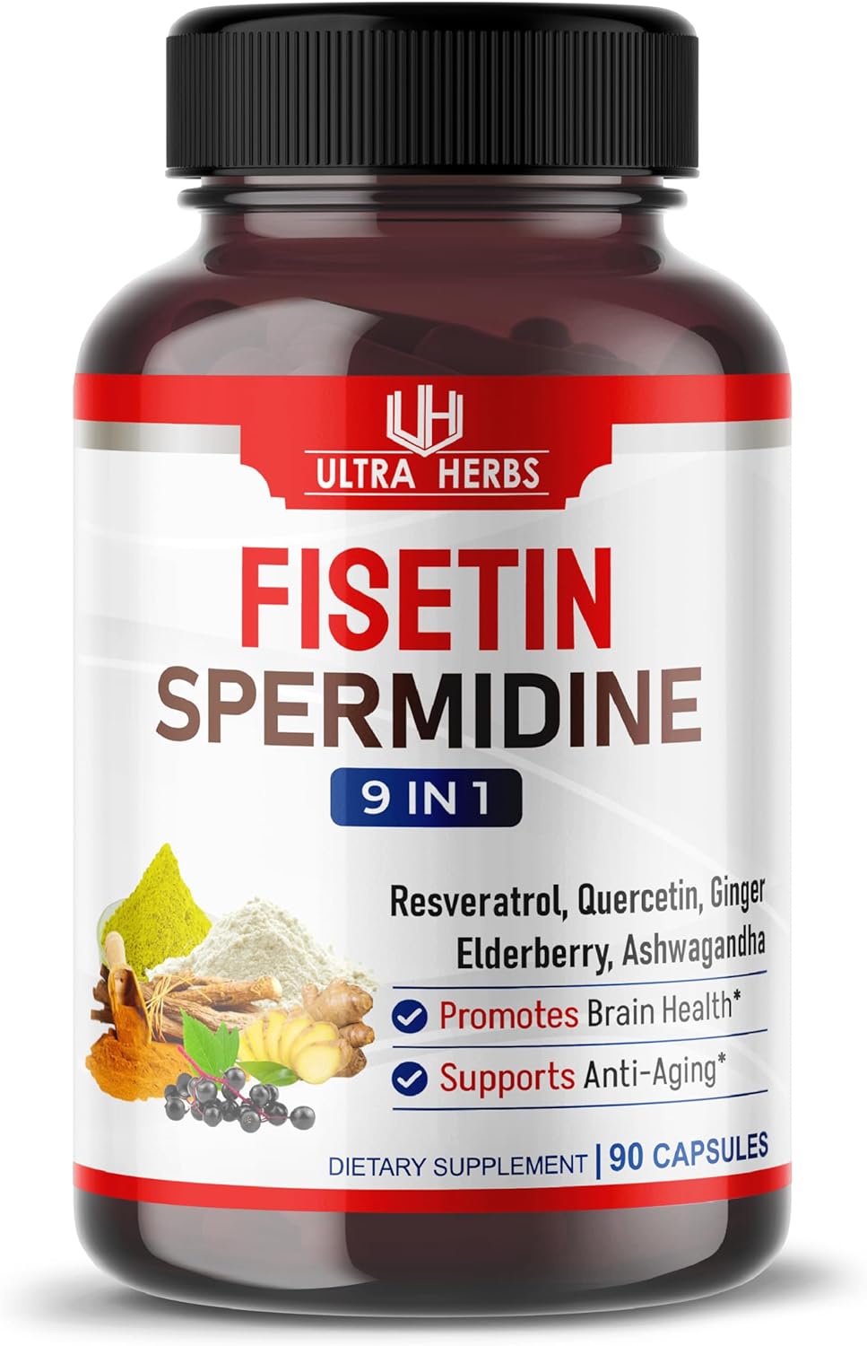 FISETIN ESPERMIDINA 9 EN 1 1000 MG 90 CÁPSULAS ULTRA FISETIN NO GMO VEGANO