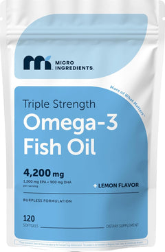 FISH OIL OMEGA 3 4,200 MG EPA 1,200 MG DHA 900 MG MICROINGREDIENTS 120 CAPSULAS BLANDAS NO GMO