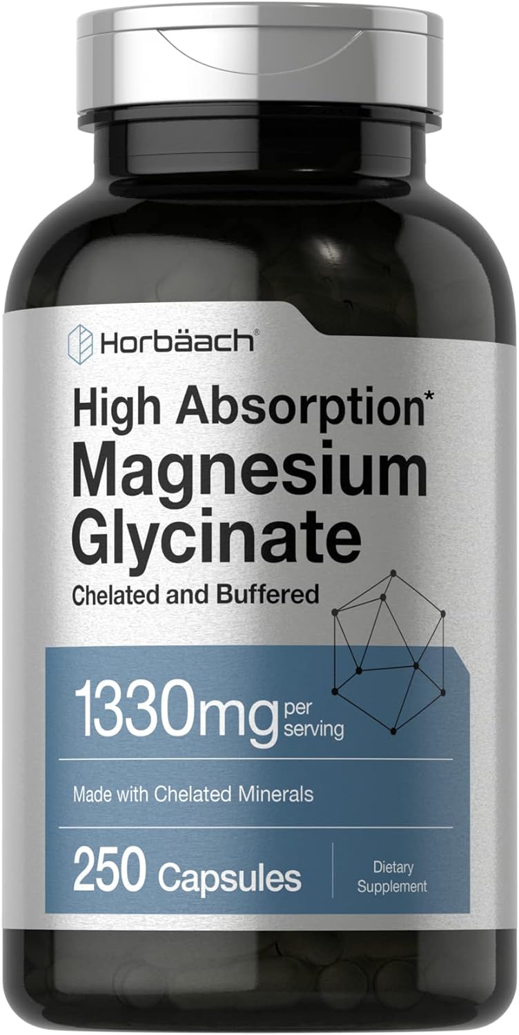 GLICINATO DE MAGNESIO HORBAACH 1330 MG 250 CÁPSULAS NO GMO MAGNESIUM GLYCINATE