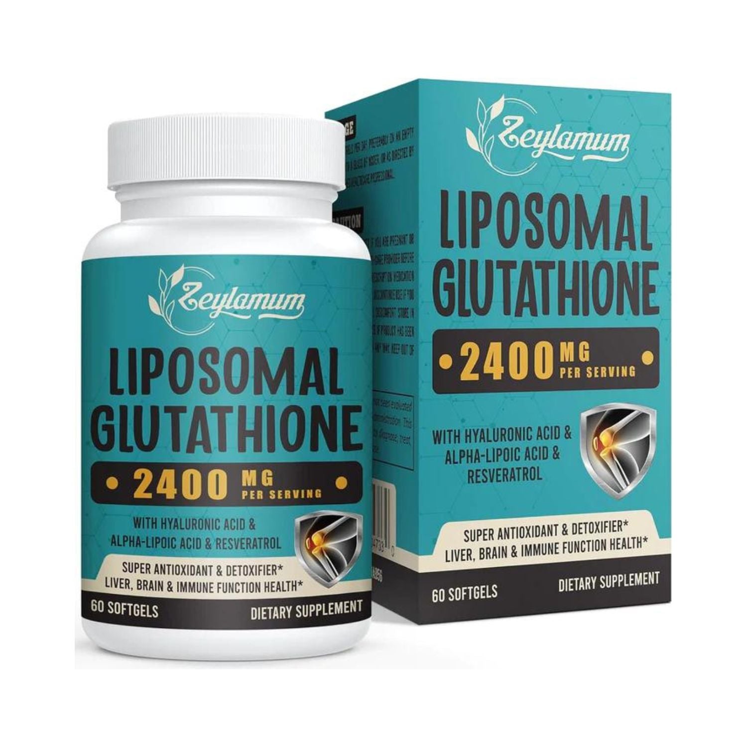 GLUTATION LIPOSOMAL 2400 MG 60 CAPSULAS BLANDAS SIN GMO ZEYLAMUM GLUTATHIONE