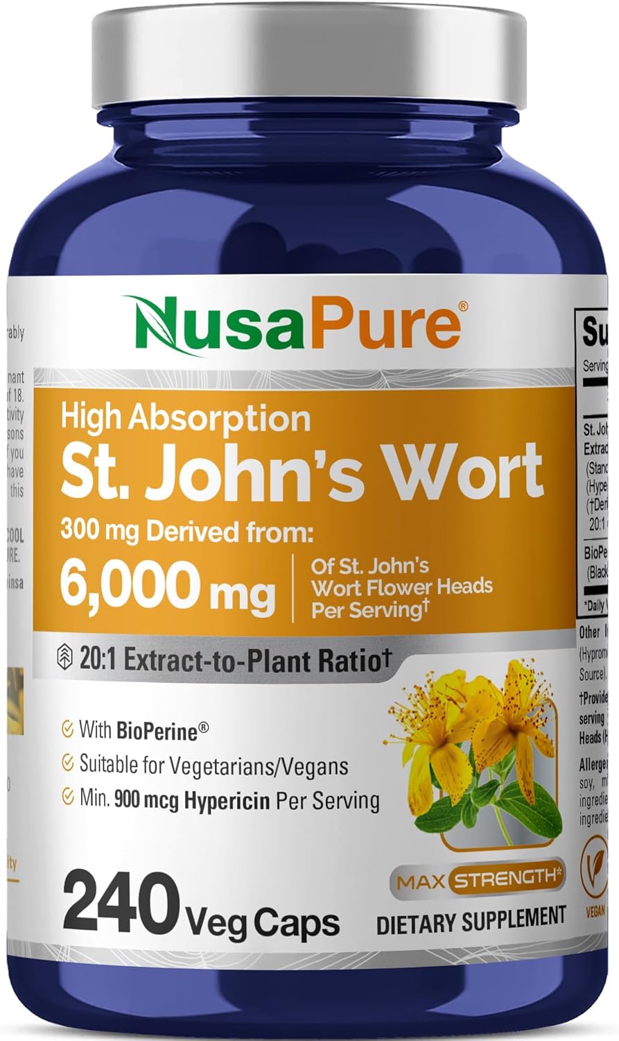 HIERBA DE SAN JUAN  6000 MG 240 CAPSULAS NUSAPURE ST JHONS WORT