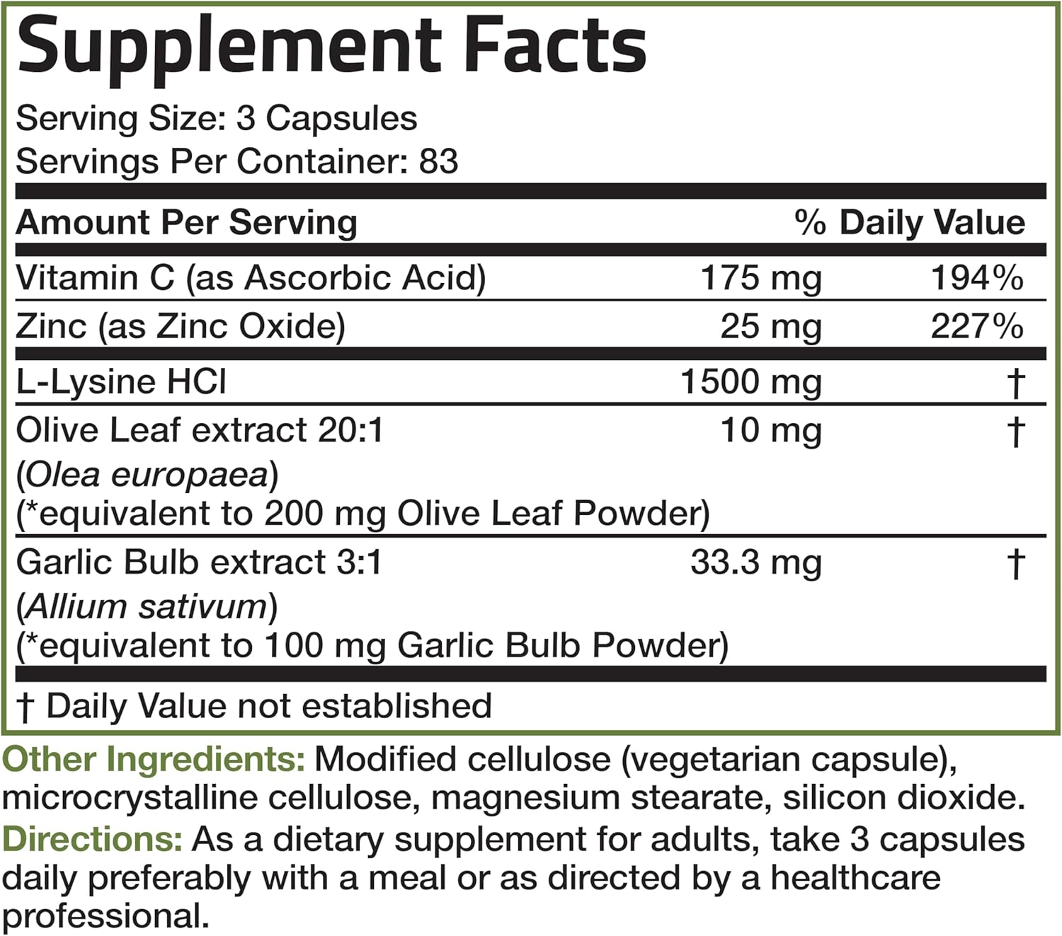 L-LISINA DE DEFENSA 1500 MG 250 CÁPSULAS VEGETARIANAS BRONSON NO GMO