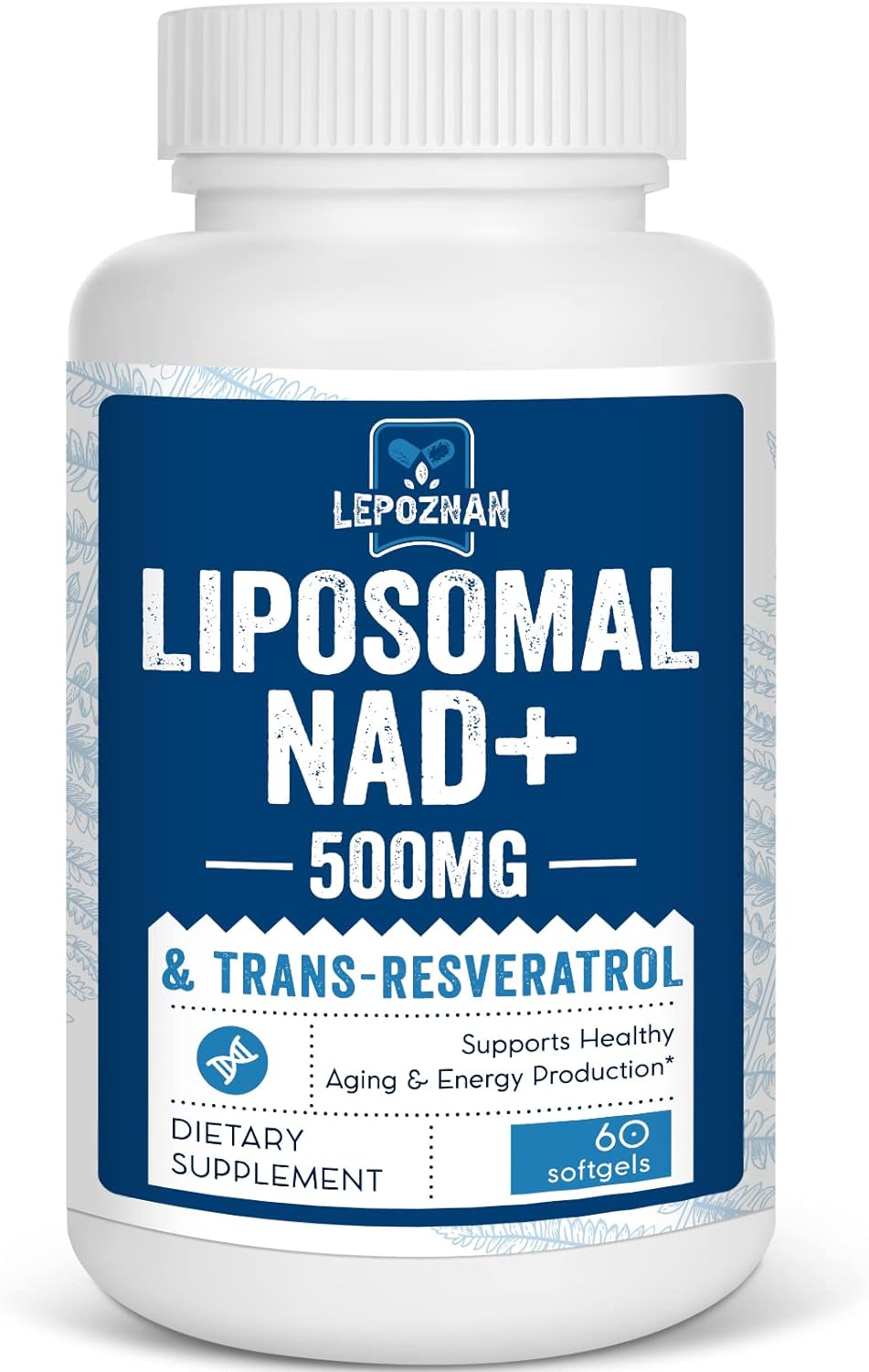 NAD+ LIPOSOMAL CON TRANS RESVERATROL  800 MG 60 CÁPSULAS BLANDAS NO GMO LEPOZNAN