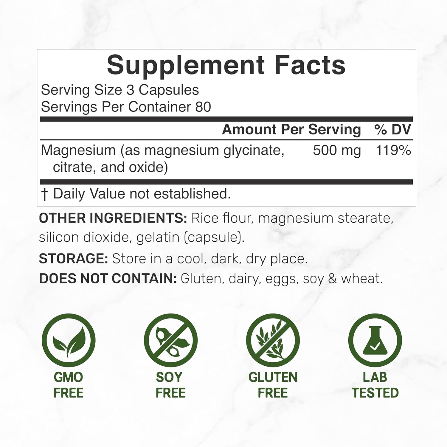 MAGNESIO TRIPLE COMPLEX 500 MG 240 CAPSULAS SIN GMO DEAL
