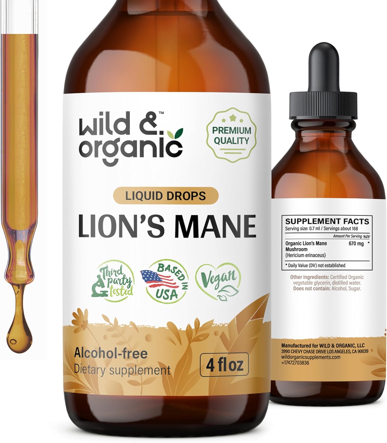 MELENA DE LEON 670 MG WILD ORGANIC 4FLOZ LIQUIDO VEGANO NO GMO