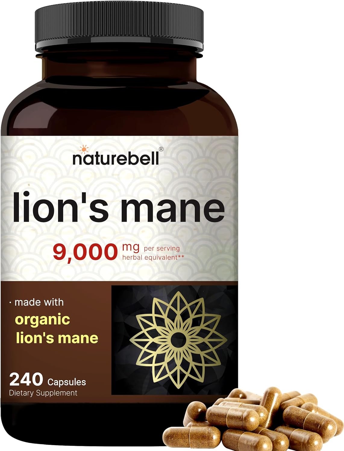 MELENA DE LEÓN  9000 MG NATUREBELL 240 CÁPSULAS  NO GMO LIONS MANE