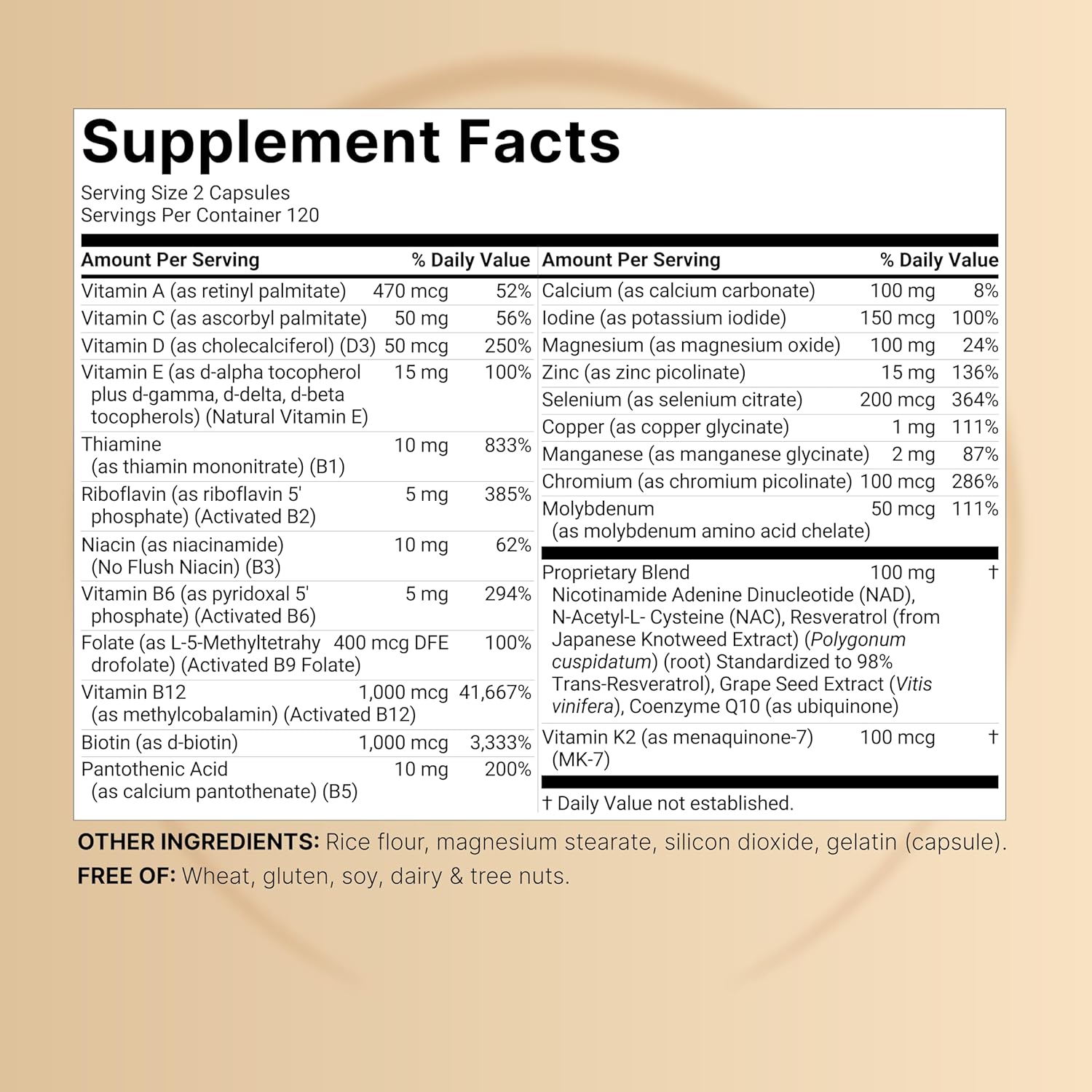 MULTIVITAMINICO METILADO CON NAD+NAC+COQ10+D3&K2 240 CAPSULAS NATUREBELL
