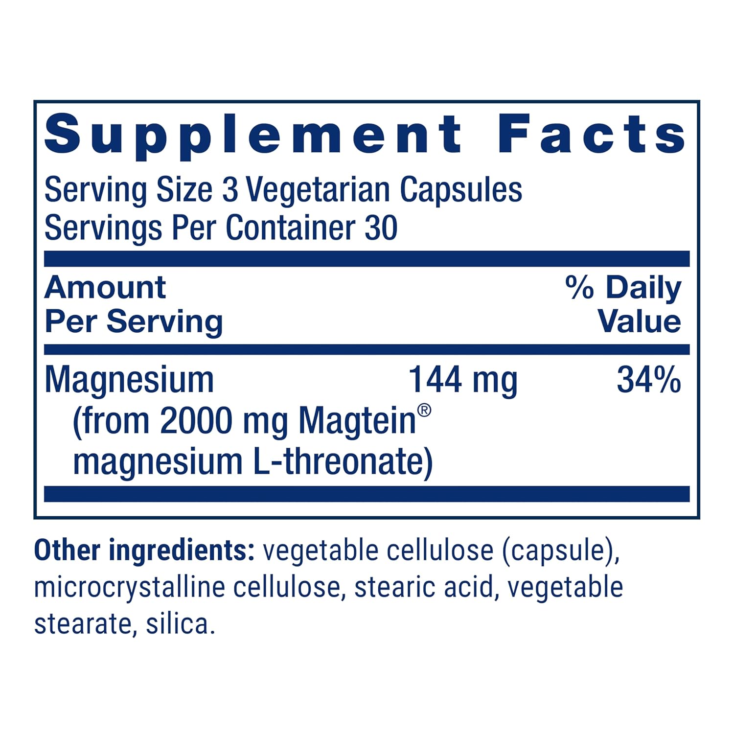 NEURO MAG TREONATO DE MAGNESIO 2000 MG 90 CAPSULAS VEGETALES LIFE EXTENSION