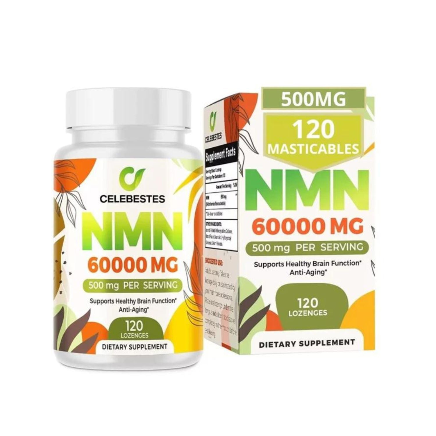 NMN MONONUCLEÓTIDO DE NICOTINAMIDA  500 MG 120 MASTICABLES CELEBESTES