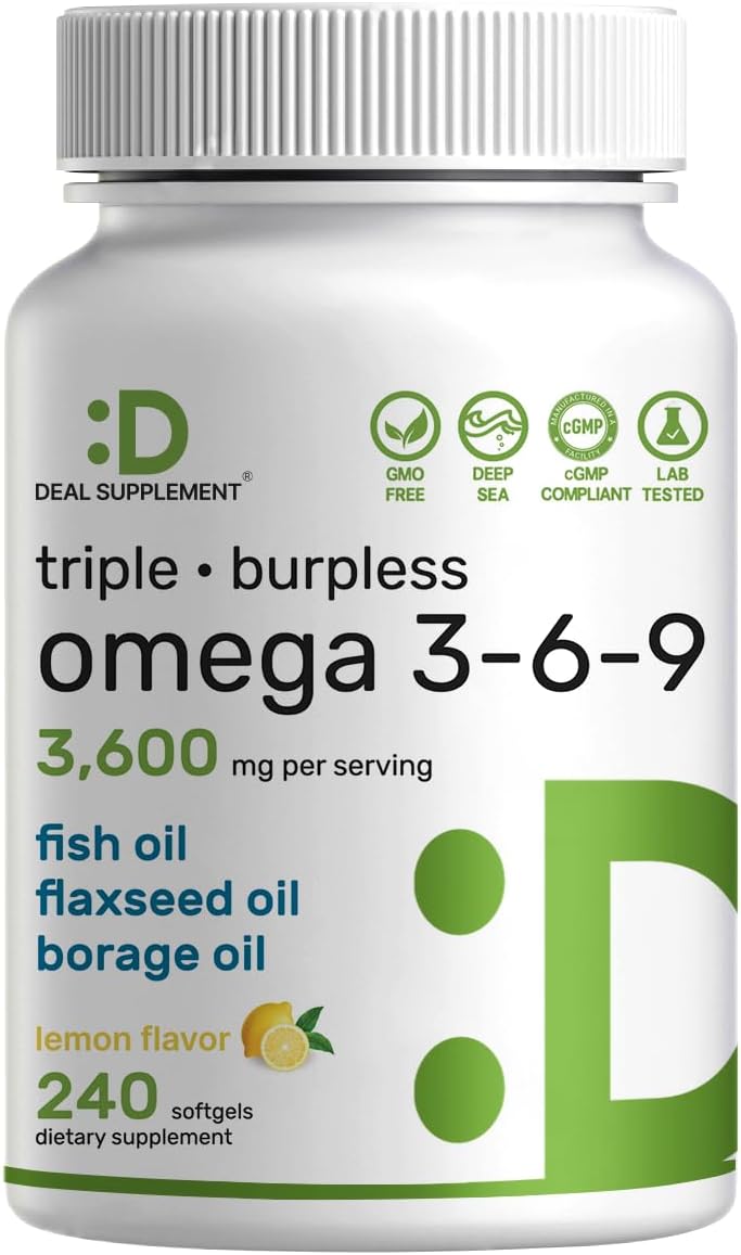 OMEGA 3 6 9 FISH OIL 3,600 MG DEAL 240 CAPSULAS BLANDAS NO GMO