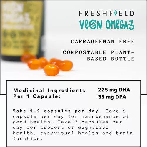 OMEGA 3 CON DHA 225 MG Y EPA 35 MG 60 CAPSULAS BLANDAS VEGANO FRESH FIELD