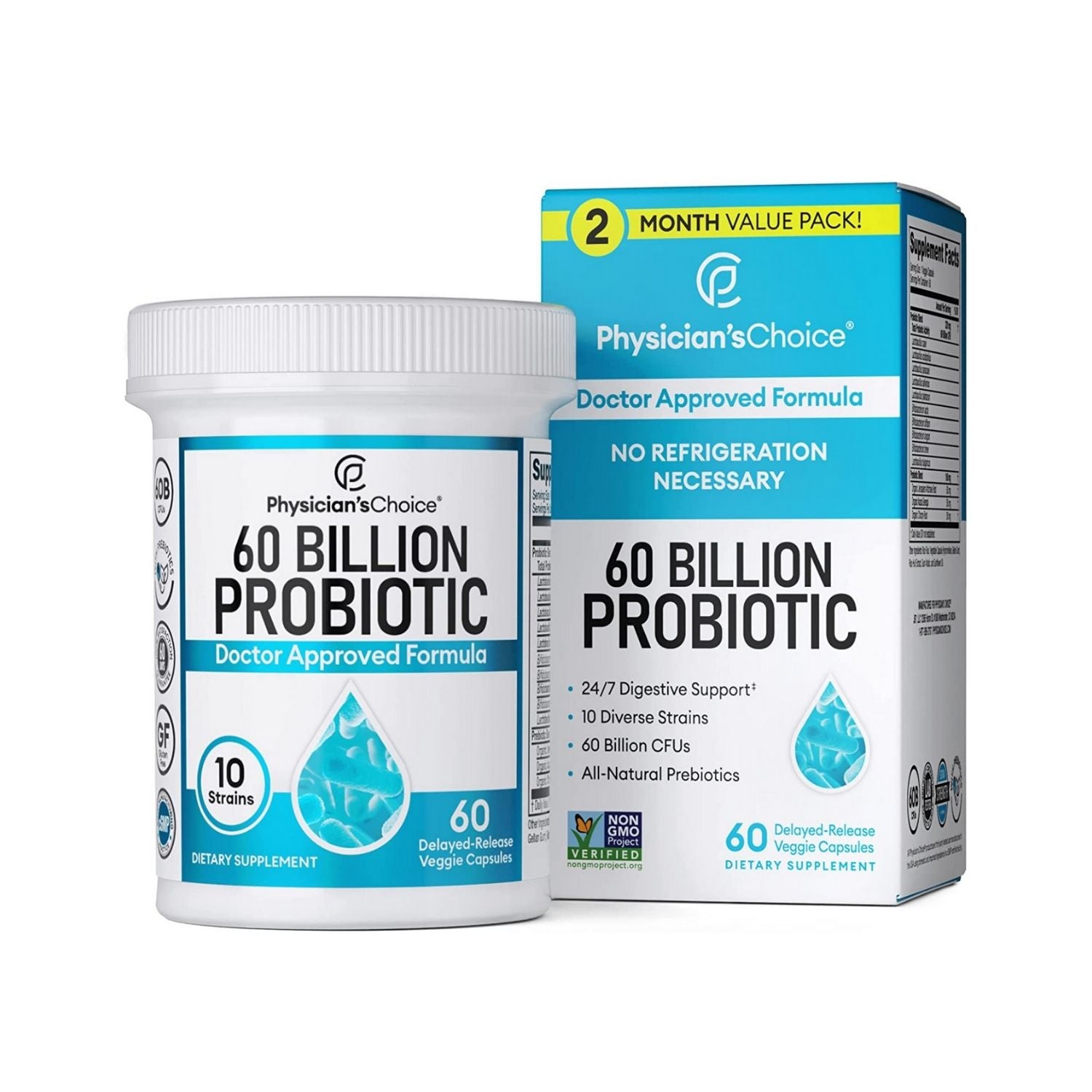 PROBIOTICOS  10 CEPAS 60 BILLONES CFU 60 CAPSULAS VEGETALES PHYSICIAN´S CHOISE