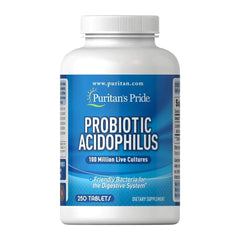 PROBIOTICOS ACIDÓFILO 100 MILLONES CFU 250 TABLETAS PURITANS PRIDE ACIDOPHILUS