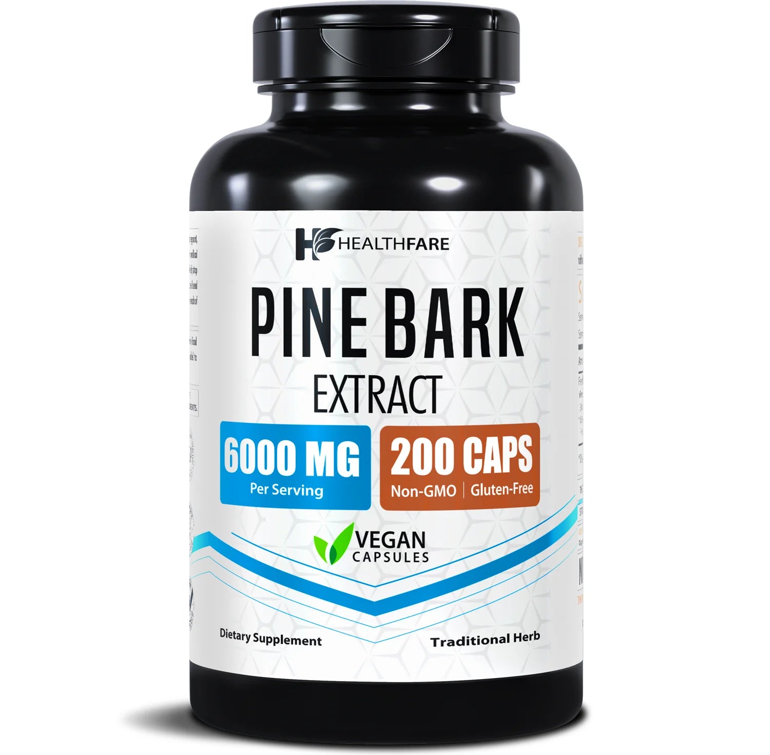 EXTRACTO DE CORTEZA DE PINO 6000 MG HEALTHFARE 200 CAPSULAS NO GMO FRENCH MARITIME PINE BARK