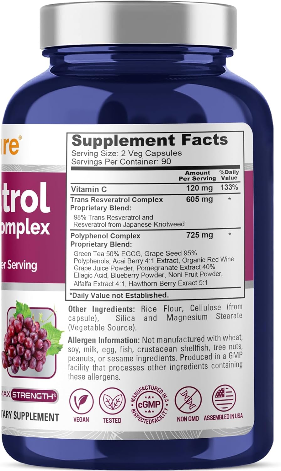 RESVERATROL CON POLIFENOL COMPLEX 1450 MG 180 CAPSULAS NUSAPURE