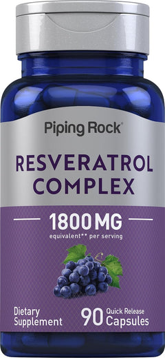 RESVERATROL COMPLEX 1800 MG 90 CÁPSULAS NO GMO PIPING ROCK