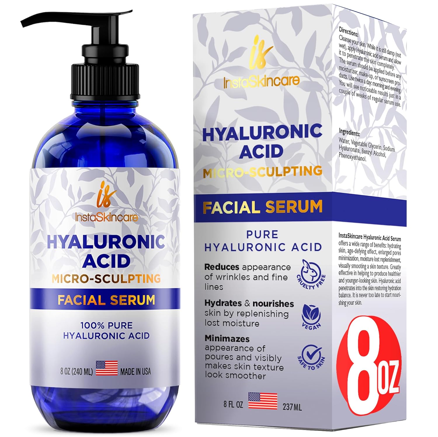 HYALURONIC ACID SERUM 240 ML HYALURONIC ACID INSTASKINCARE SUERO DE ÁCIDO HIALURÓNICO