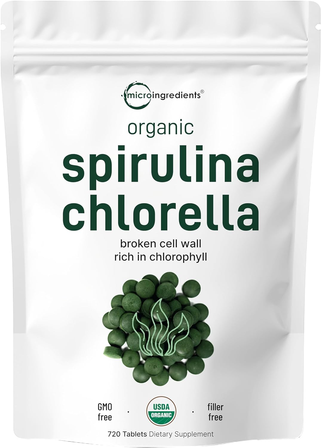 SPIRULINA ESPIRULINA CLORELLA  3,000 MG 720 TABLETAS MICROINGREDIENTS