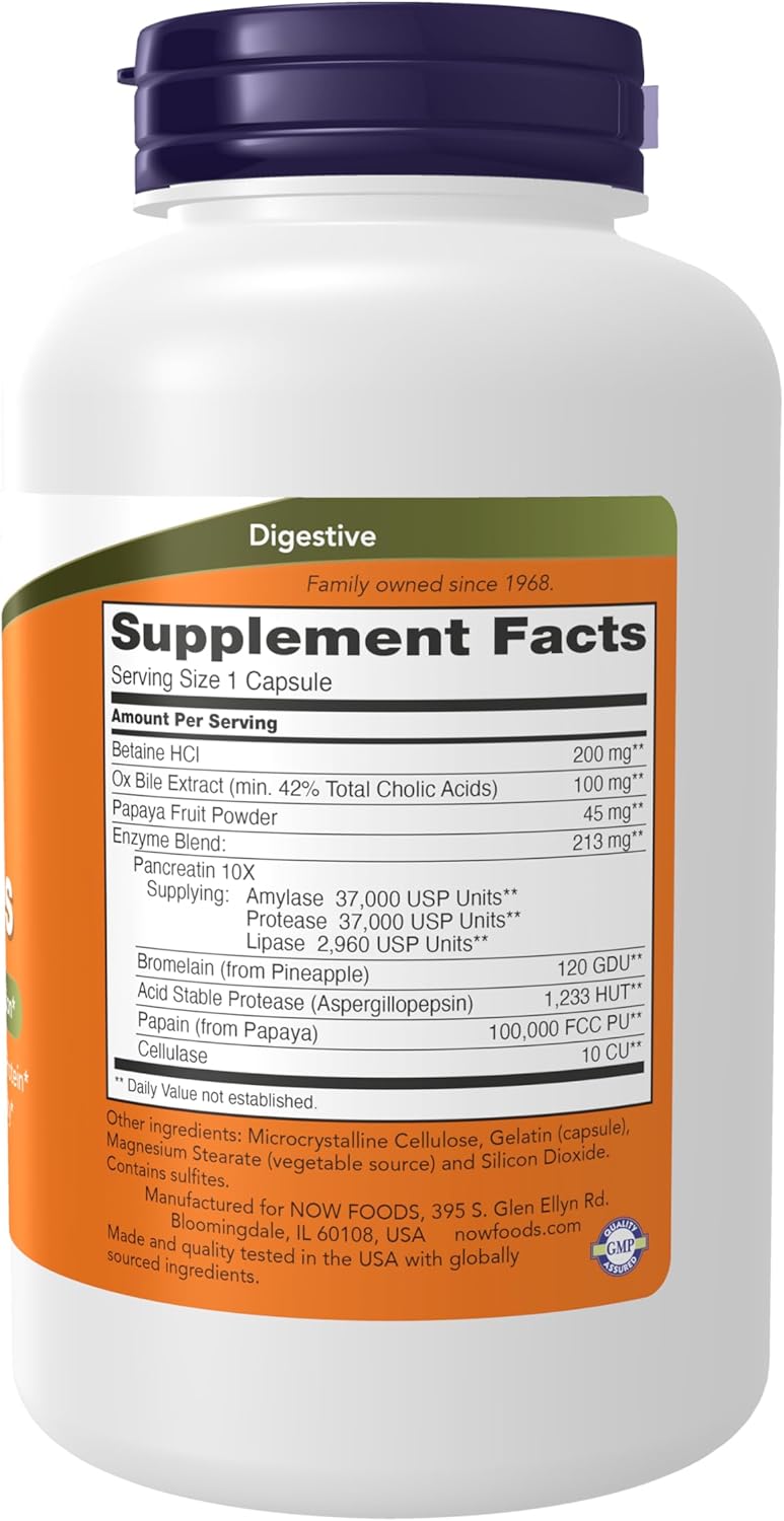 SUPER ENZIMAS DIGESTIVAS NOW 531 MG 180 CAPSULAS